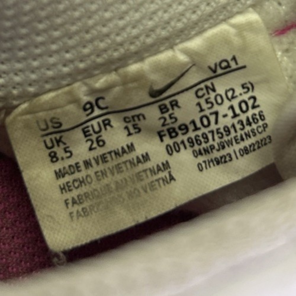 Nike Dunk Low TD Laser Fuchsia White Pink FB9107-102 Toddler Size 9C Sneaker - Picture 8 of 8